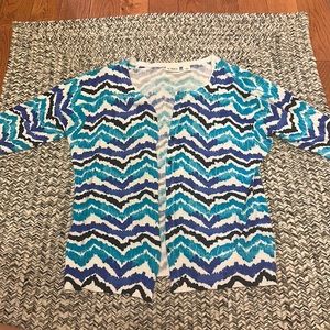 Blue Patterned Button Up Cardigan